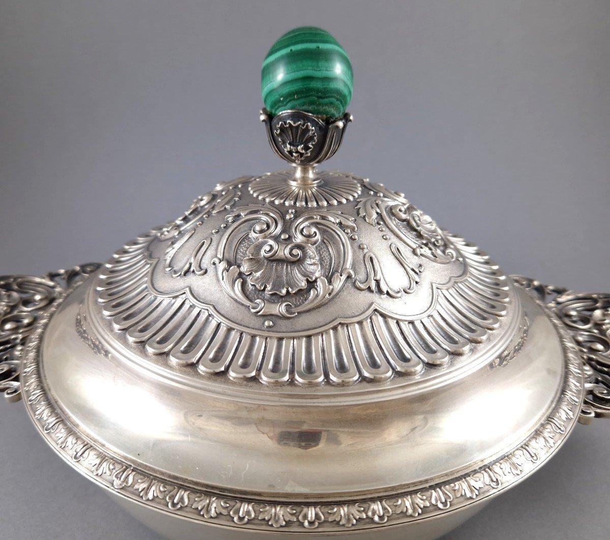 Buccellati - Plato hondo de plata de ley con malaquita en Excelente estado para la venta en Saint-Ouen, FR