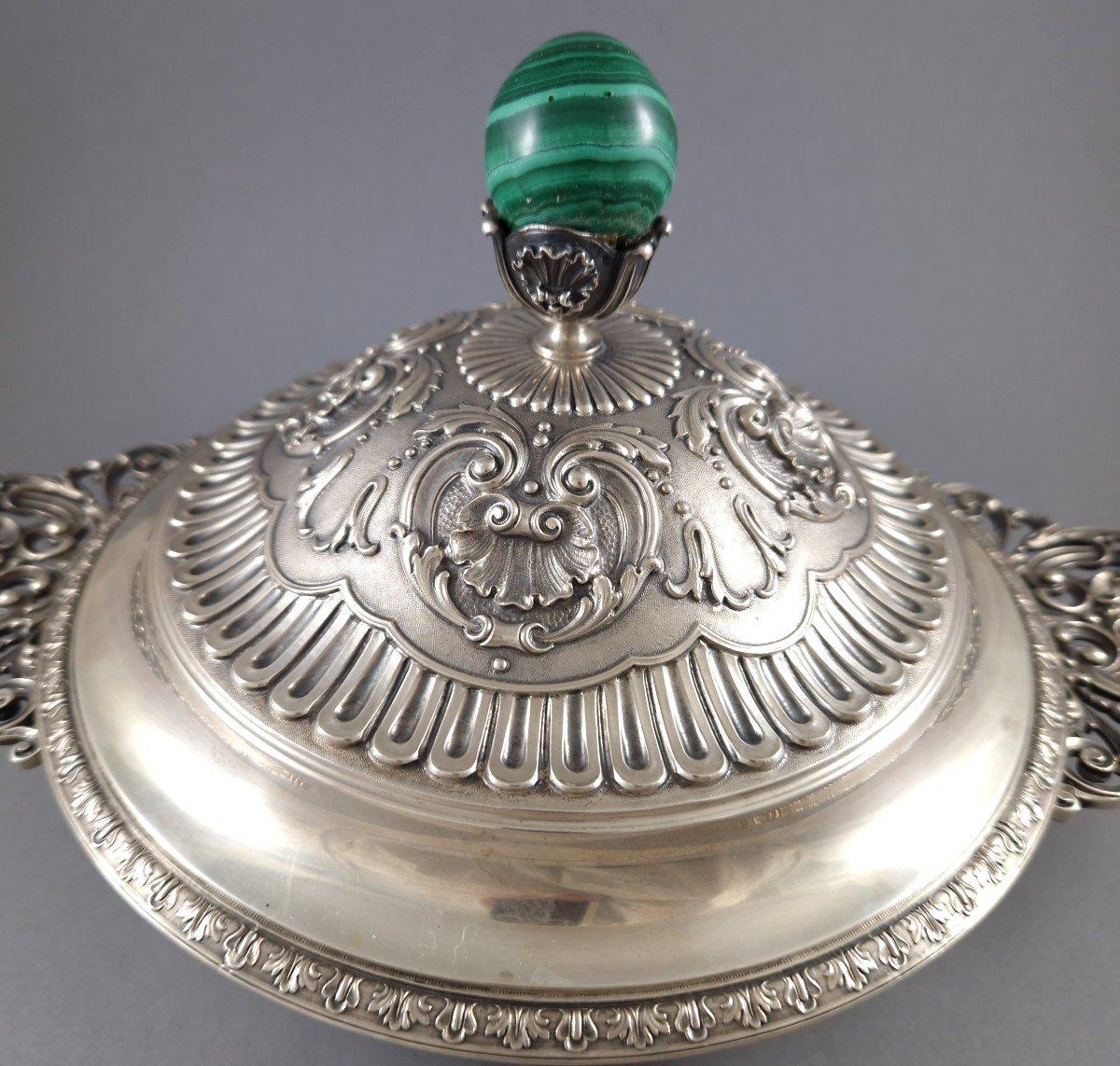Buccellati - Plato hondo de plata de ley con malaquita finales del siglo XX en venta