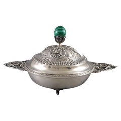 Buccellati - Sterling Silver bowl dish with malachite