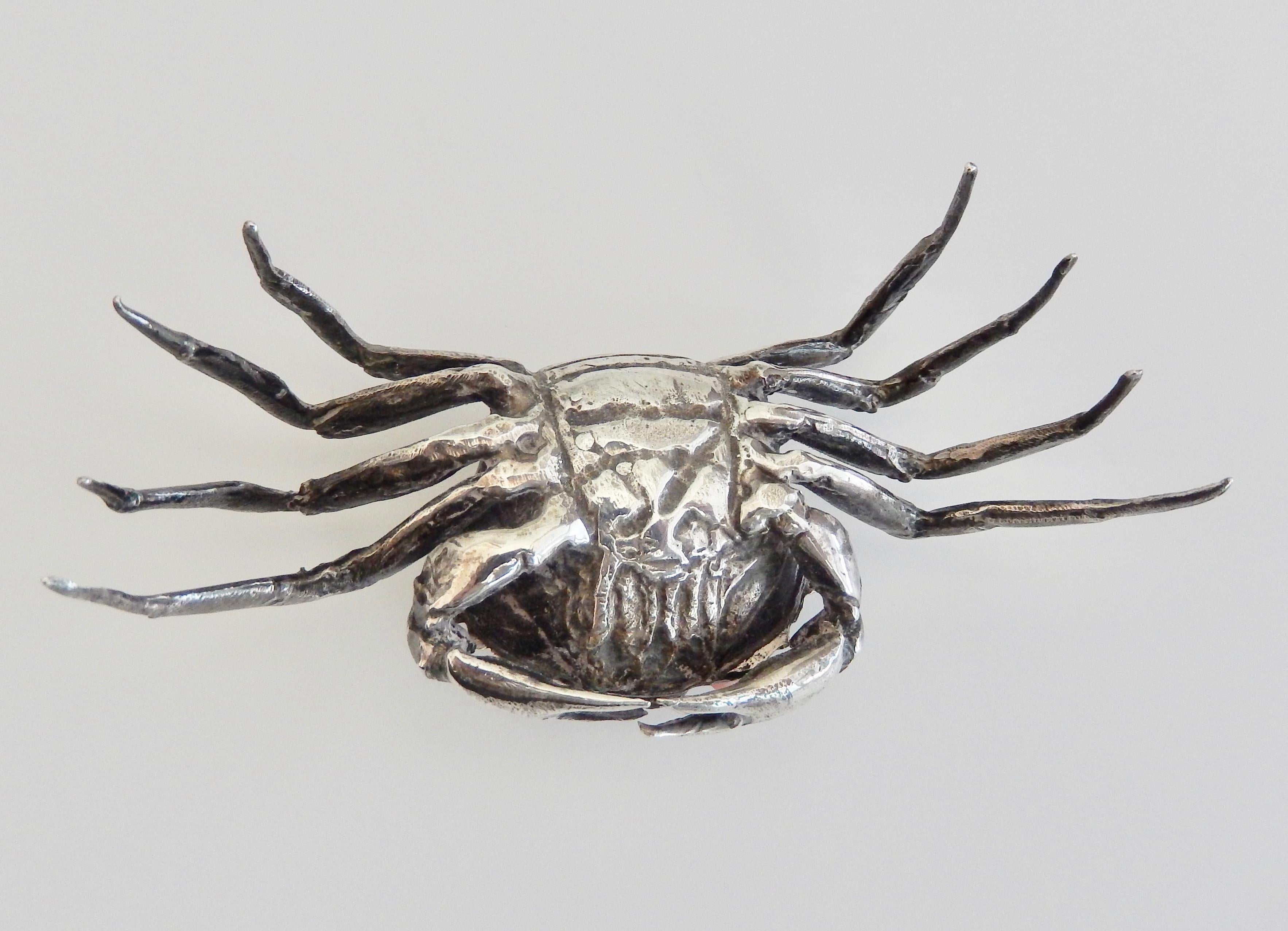 Buccellati Sterling Silver Crab Pill Box with Pink Coral Eyes 1