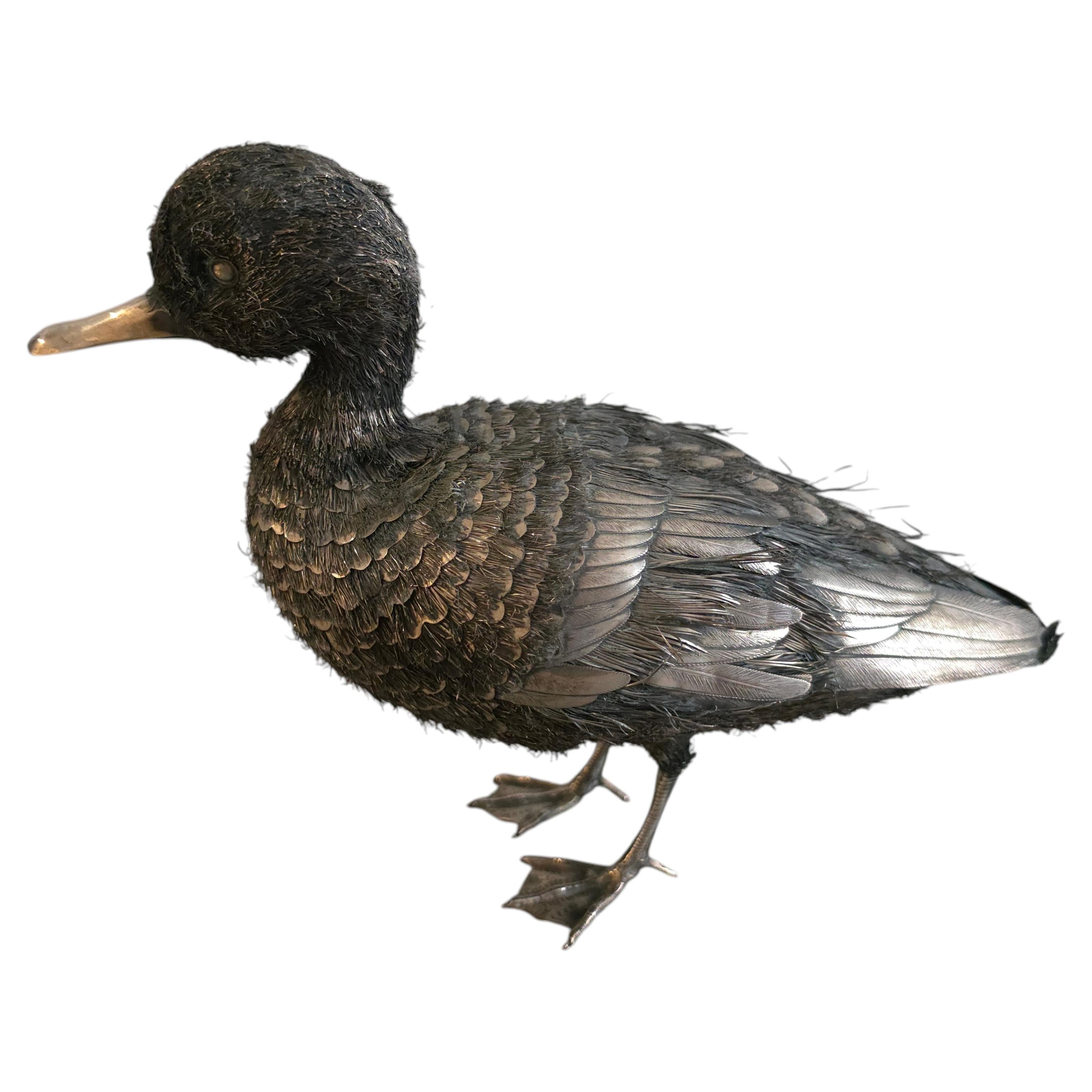 Pre-owned Buccellati Sterling Silver Duck Figurine In Black