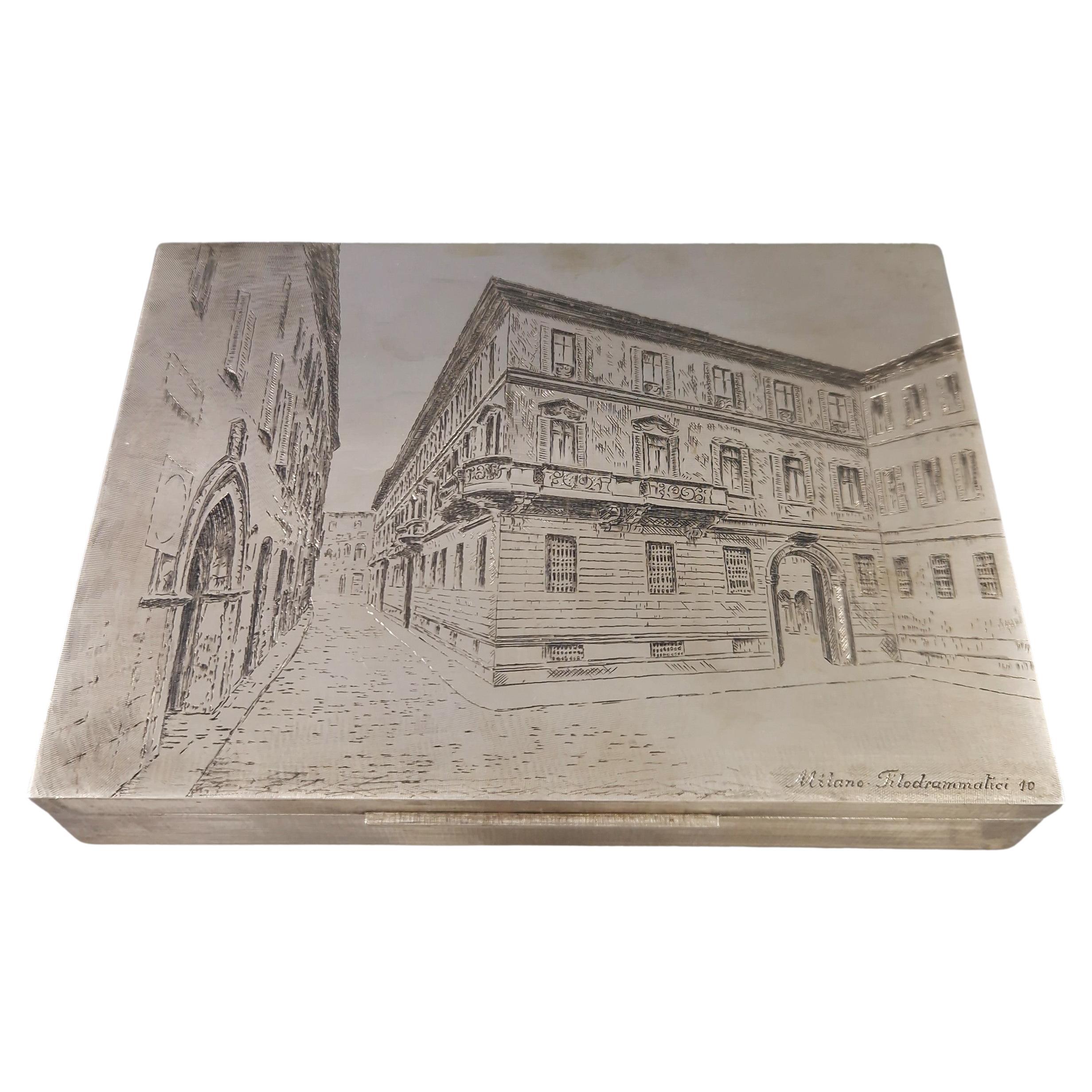 Buccellati Sterling Silver engraved box For Sale