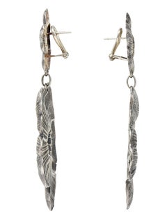 Buccellati Sterling Silver Gardenia Blossom Flower Drop Earrings