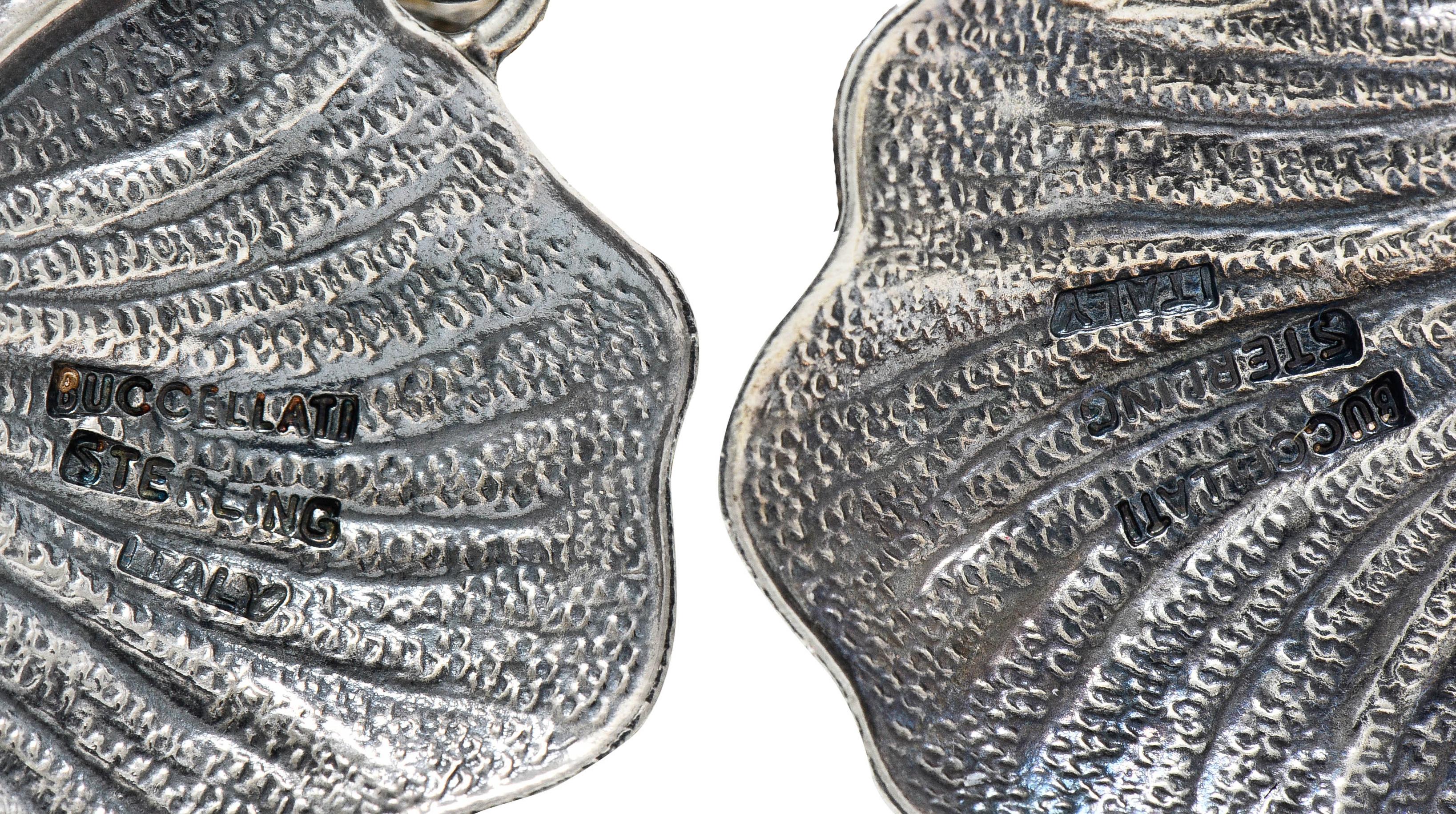 Buccellati Sterling Silver Gardenia Blossom Flower Drop Earrings In Excellent Condition In Philadelphia, PA