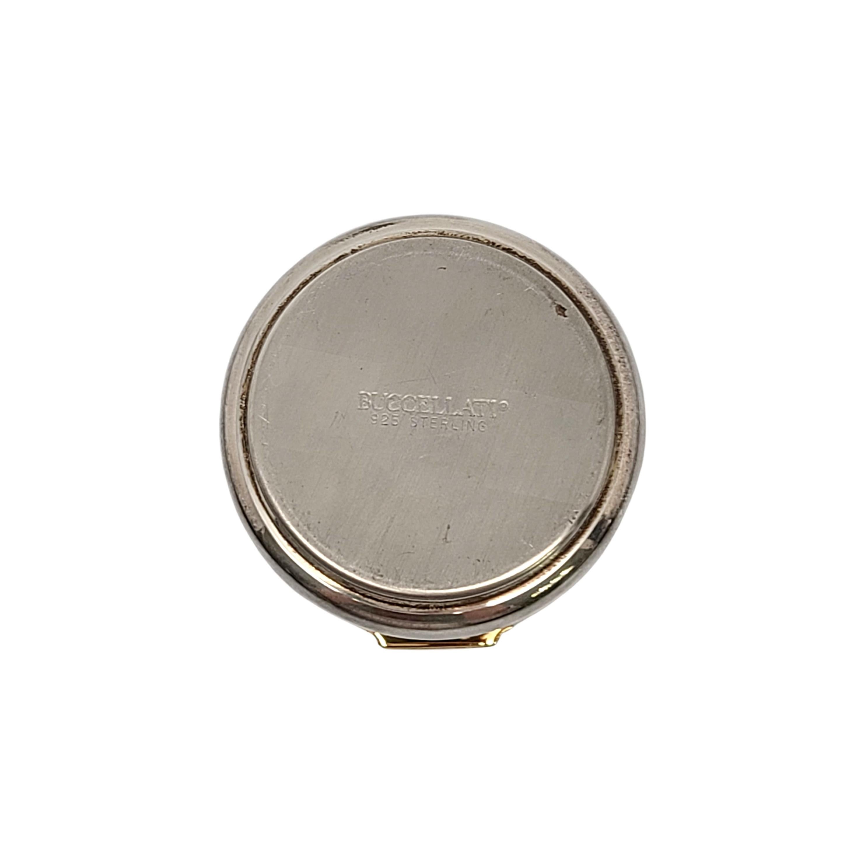 Buccellati Sterling Silver Gold Rim Round Box with Pouch and Box 3