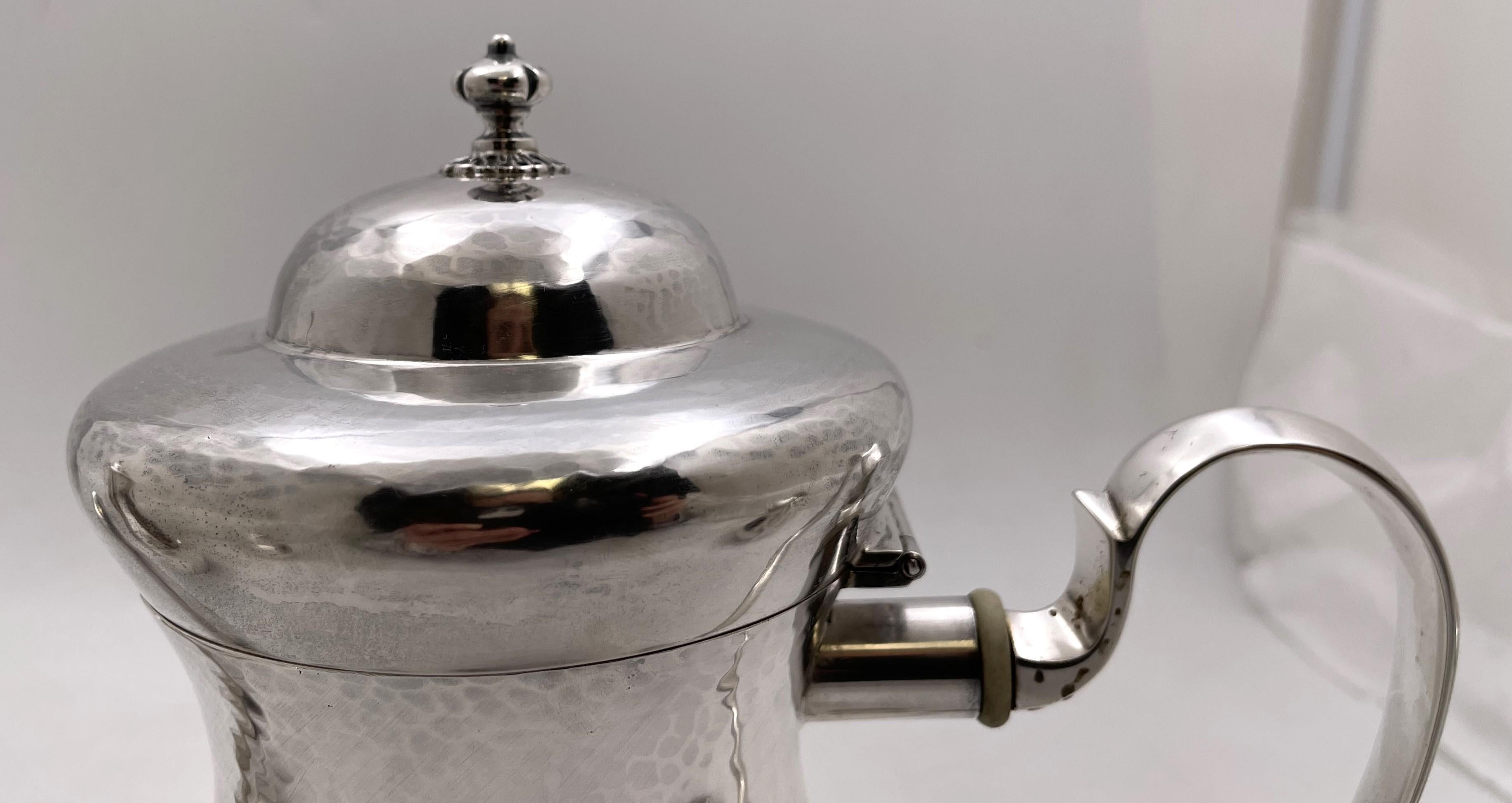 Buccellati, 4-teiliges Tee- und Kaffee-Set aus handgehämmertem Sterlingsilber mit Teekanne (Gehämmert) im Angebot