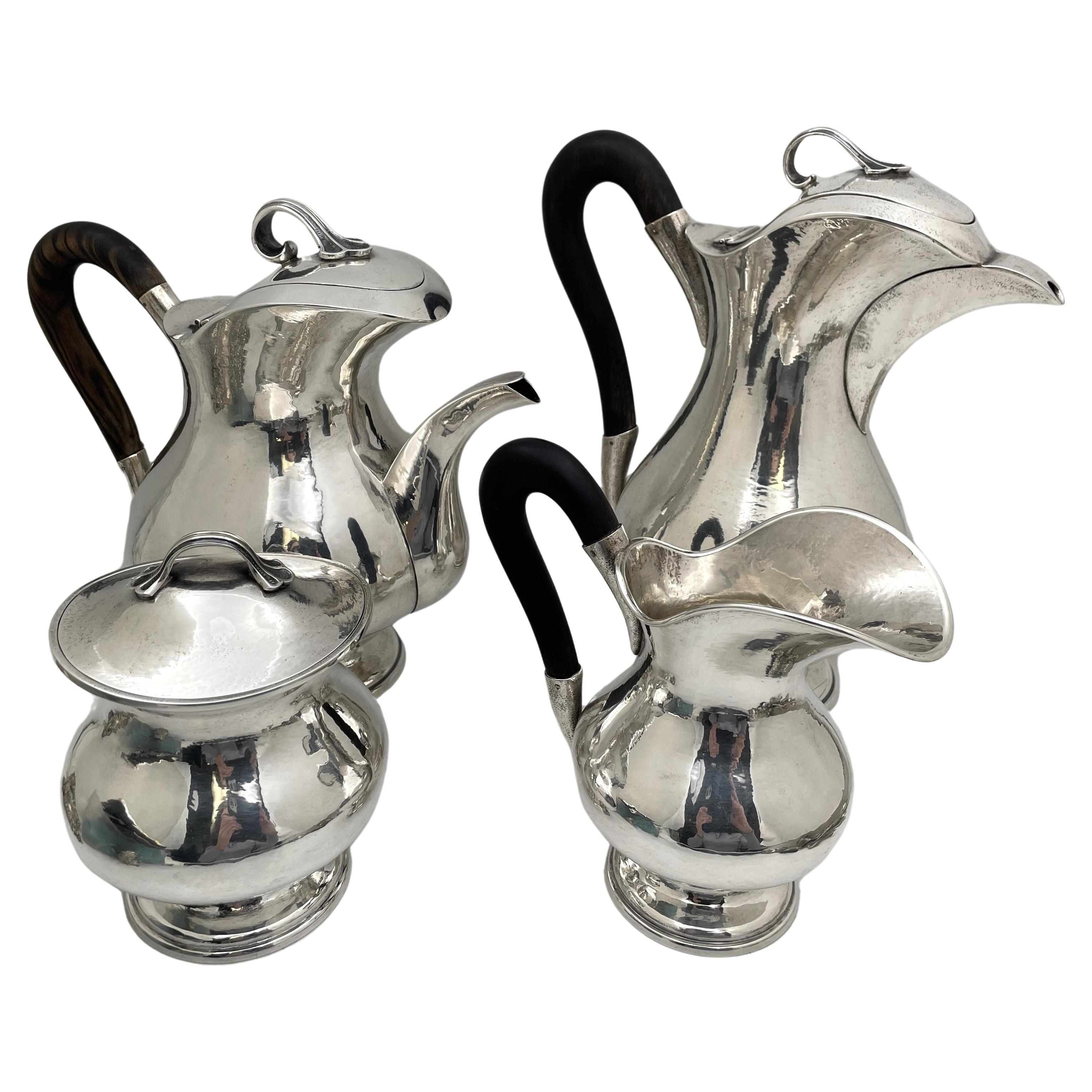 Buccellati Sterling Silver Hand Hammered 4-Piece Tea & Coffee Set For Sale