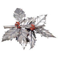 Centrotavola con ramo di agrifoglio in argento Sterling Buccellati