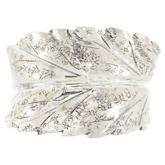 Buccellati Sterling Silver Leaf Cuff Bangle Bracelet