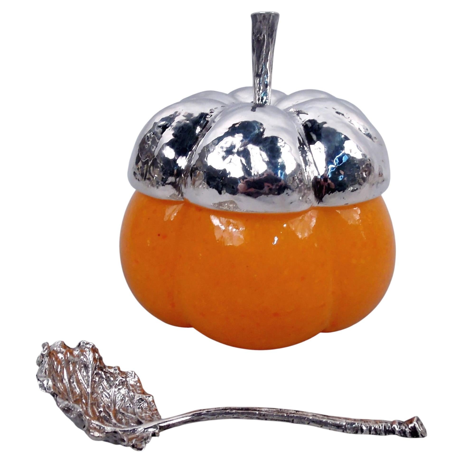 Buccellati Sterling Silver & Murano Glass Pumpkin Marmalade Jar