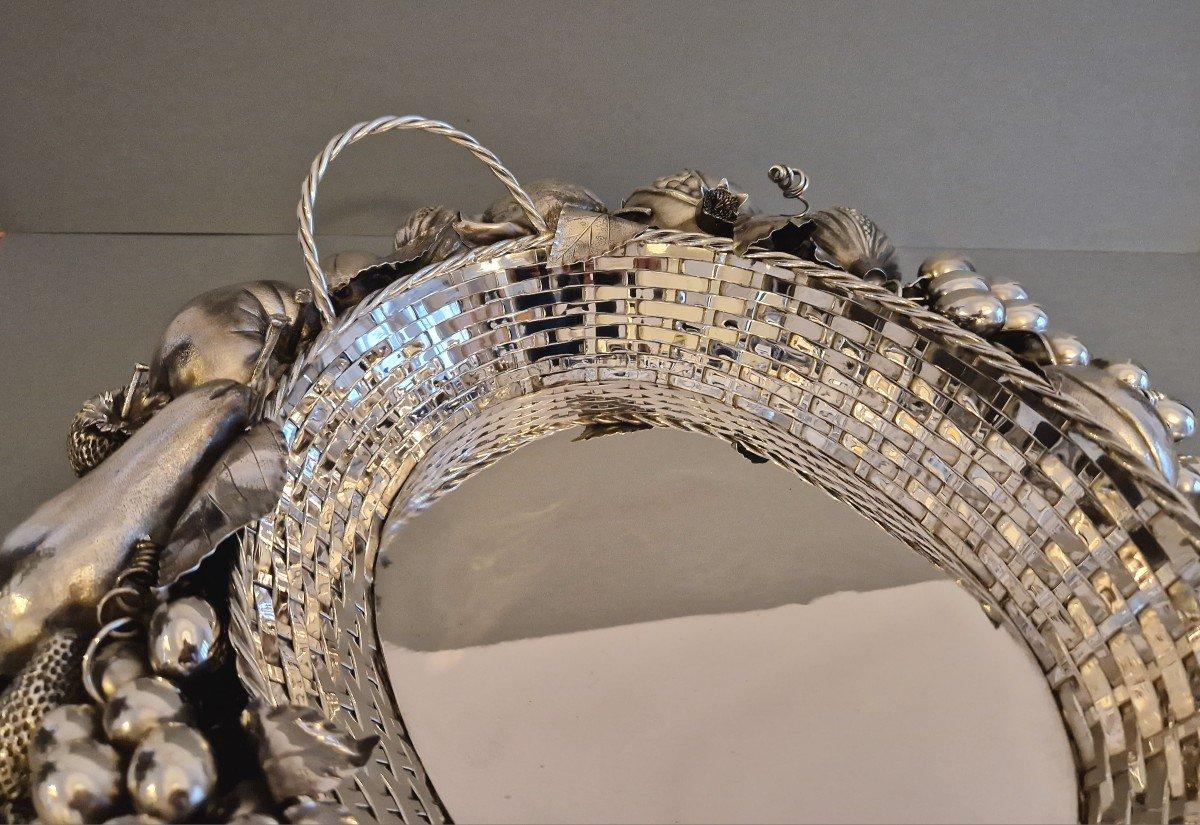 Cesta de centro de mesa naturalista Buccellati de plata de ley en venta 4