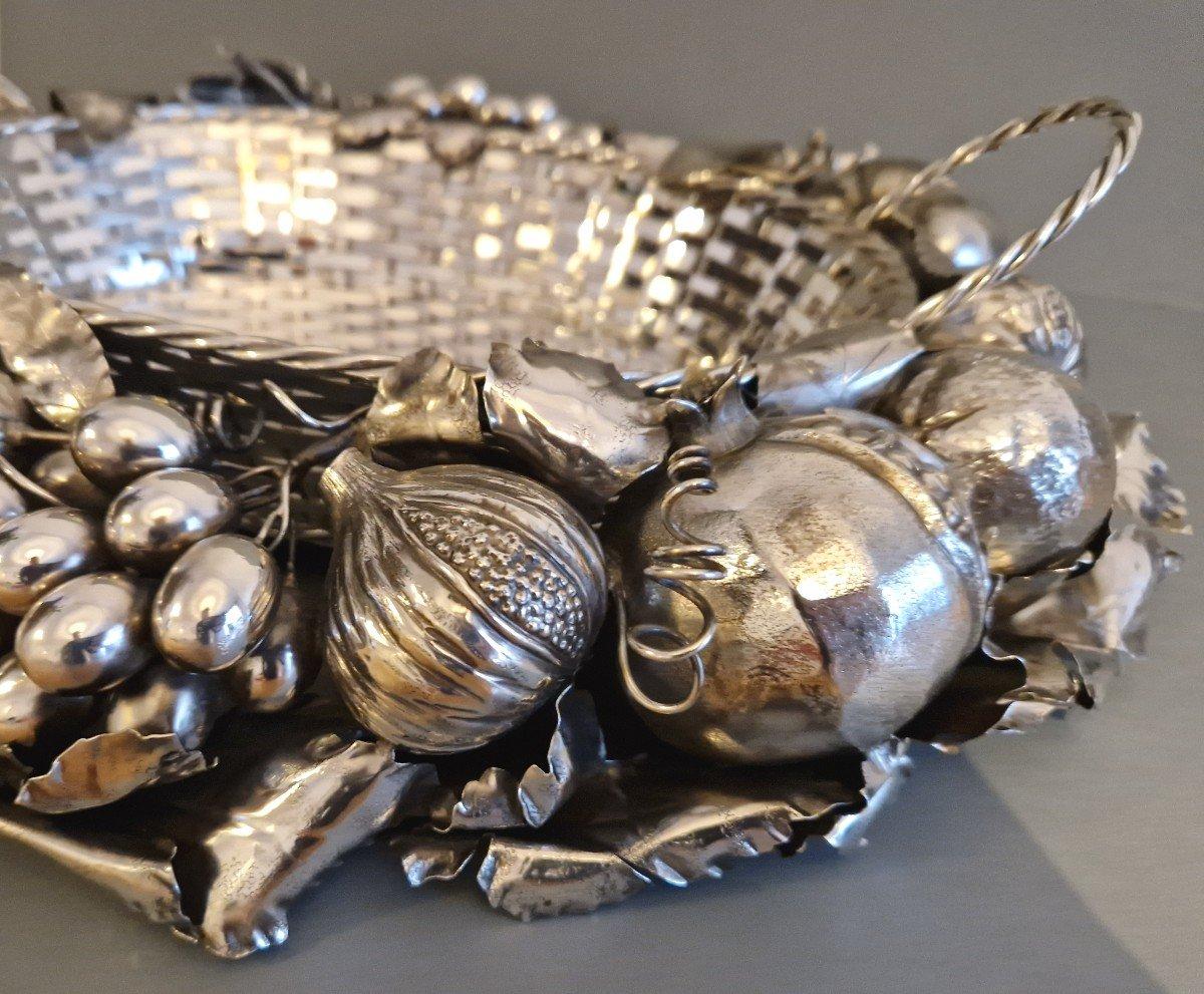 Cesta de centro de mesa naturalista Buccellati de plata de ley en venta 5