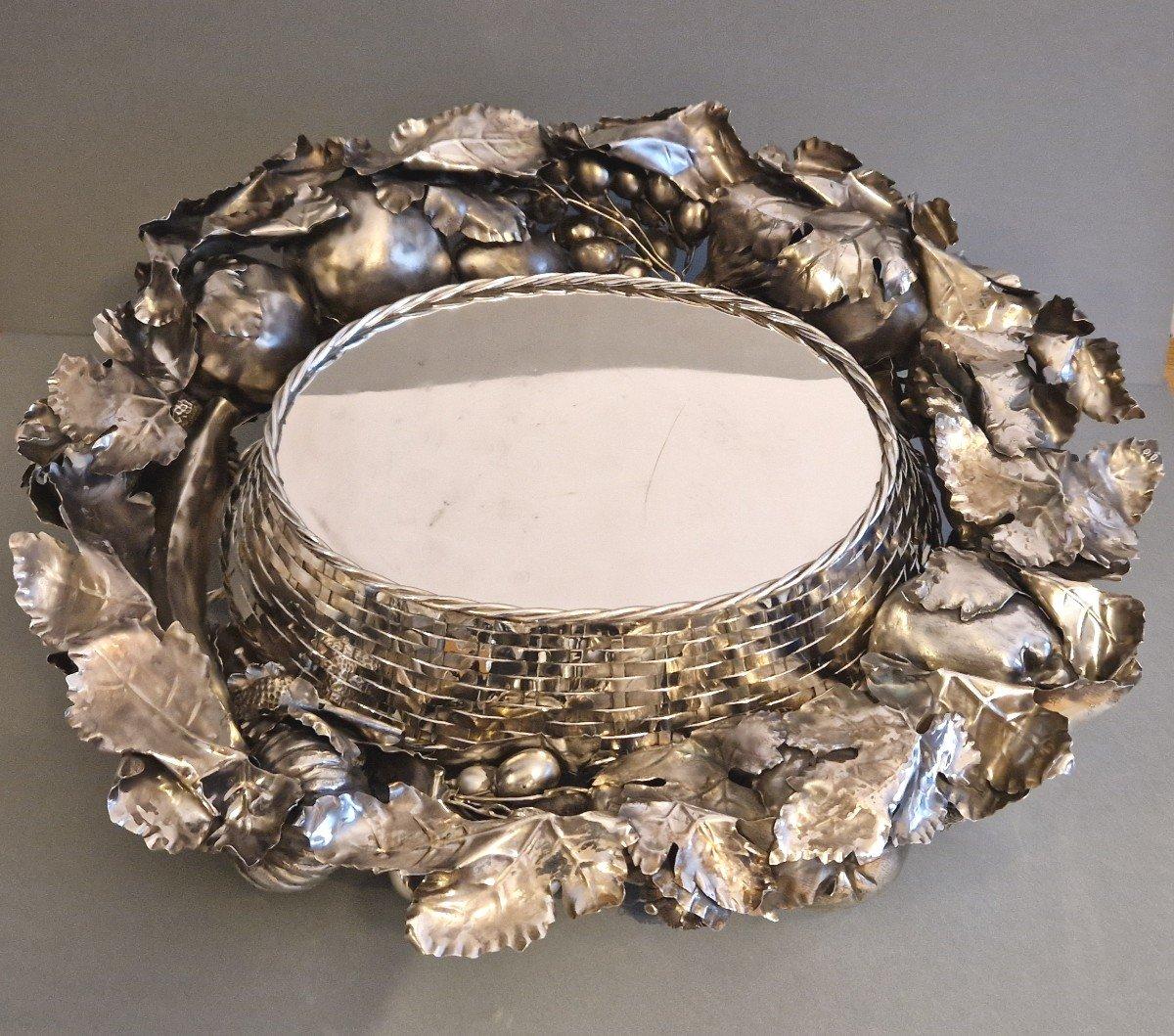 Cesta de centro de mesa naturalista Buccellati de plata de ley en venta 6