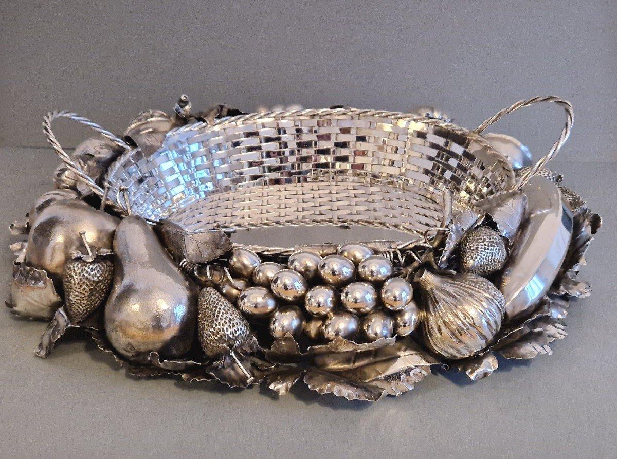 Cesta de centro de mesa naturalista Buccellati de plata de ley en venta 1