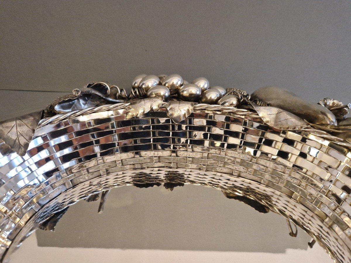 Cesta de centro de mesa naturalista Buccellati de plata de ley en venta 2