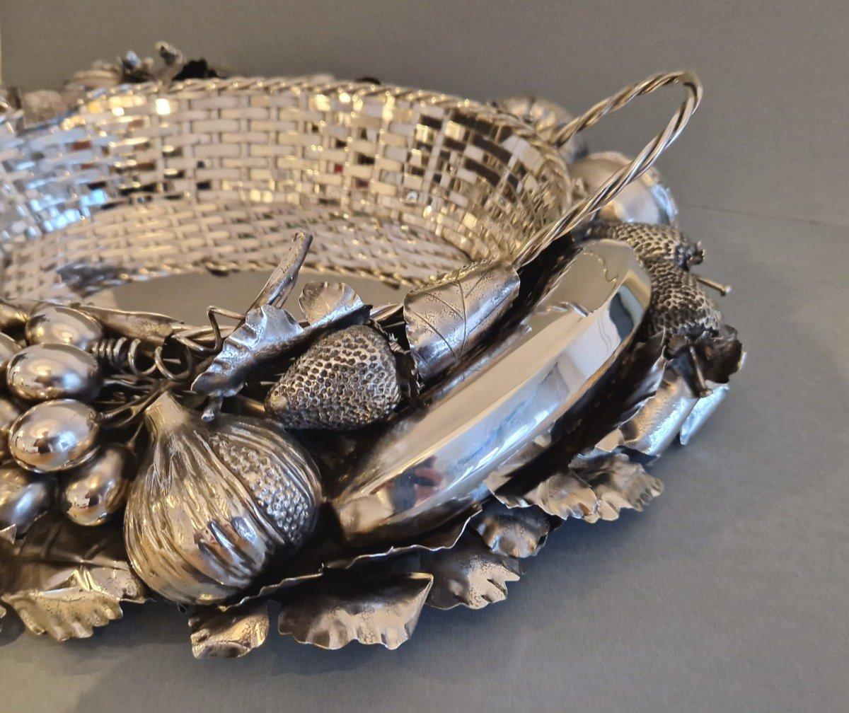 Cesta de centro de mesa naturalista Buccellati de plata de ley en venta 3