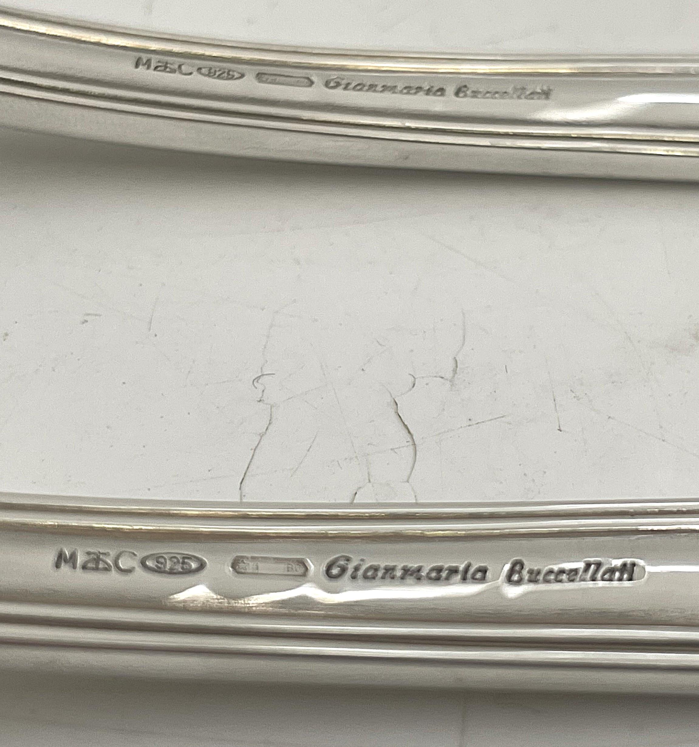 Service à salade italien ancien de 2 pièces en argent sterling Buccellati dans son pochette d'origine en vente 3