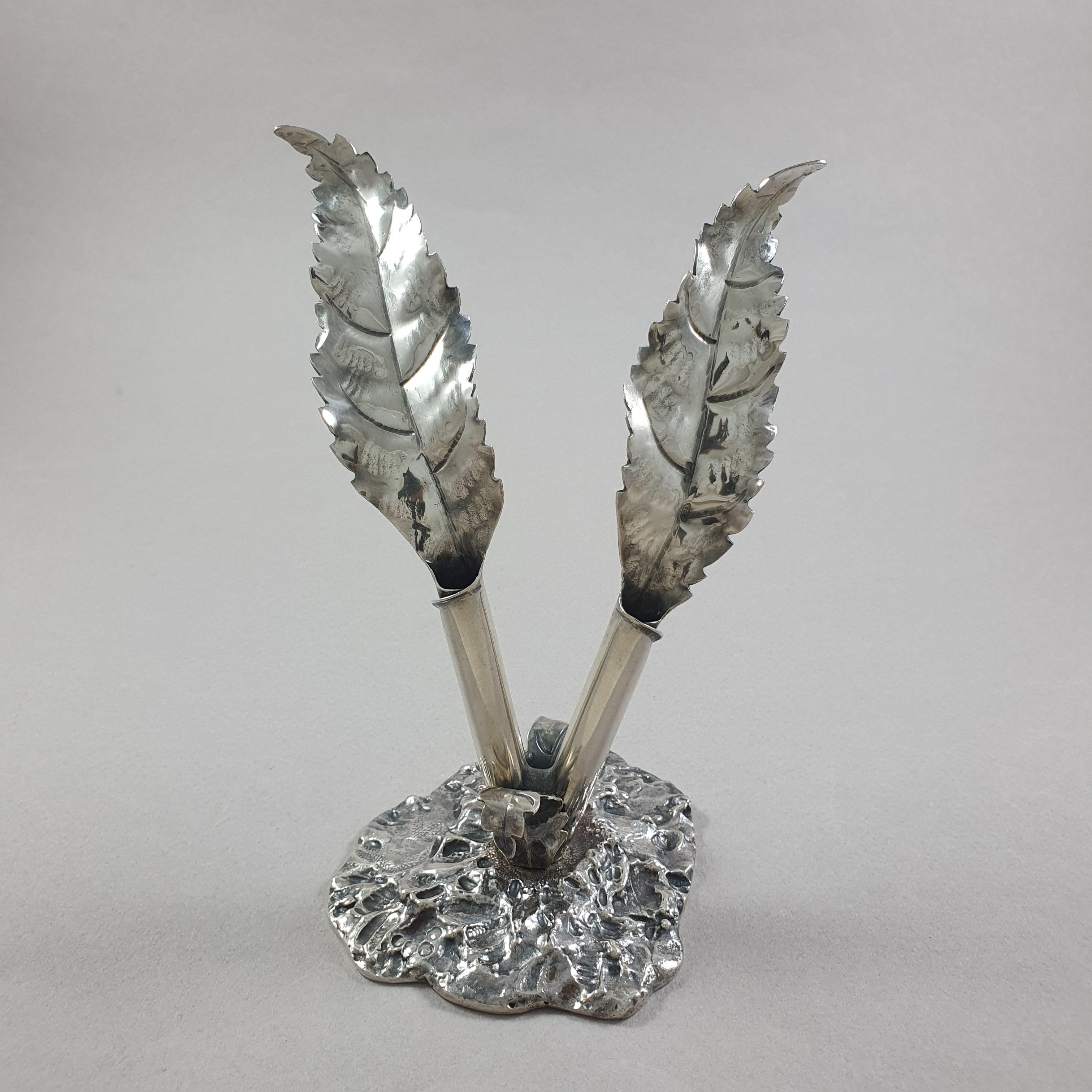 Buccellati Sterling Silver Salt & Pepper Shakers Figural Stem Flowers Italian 6
