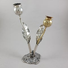 Buccellati Sterling Silver Salt & Pepper Shakers Figural Stem Flowers Italian