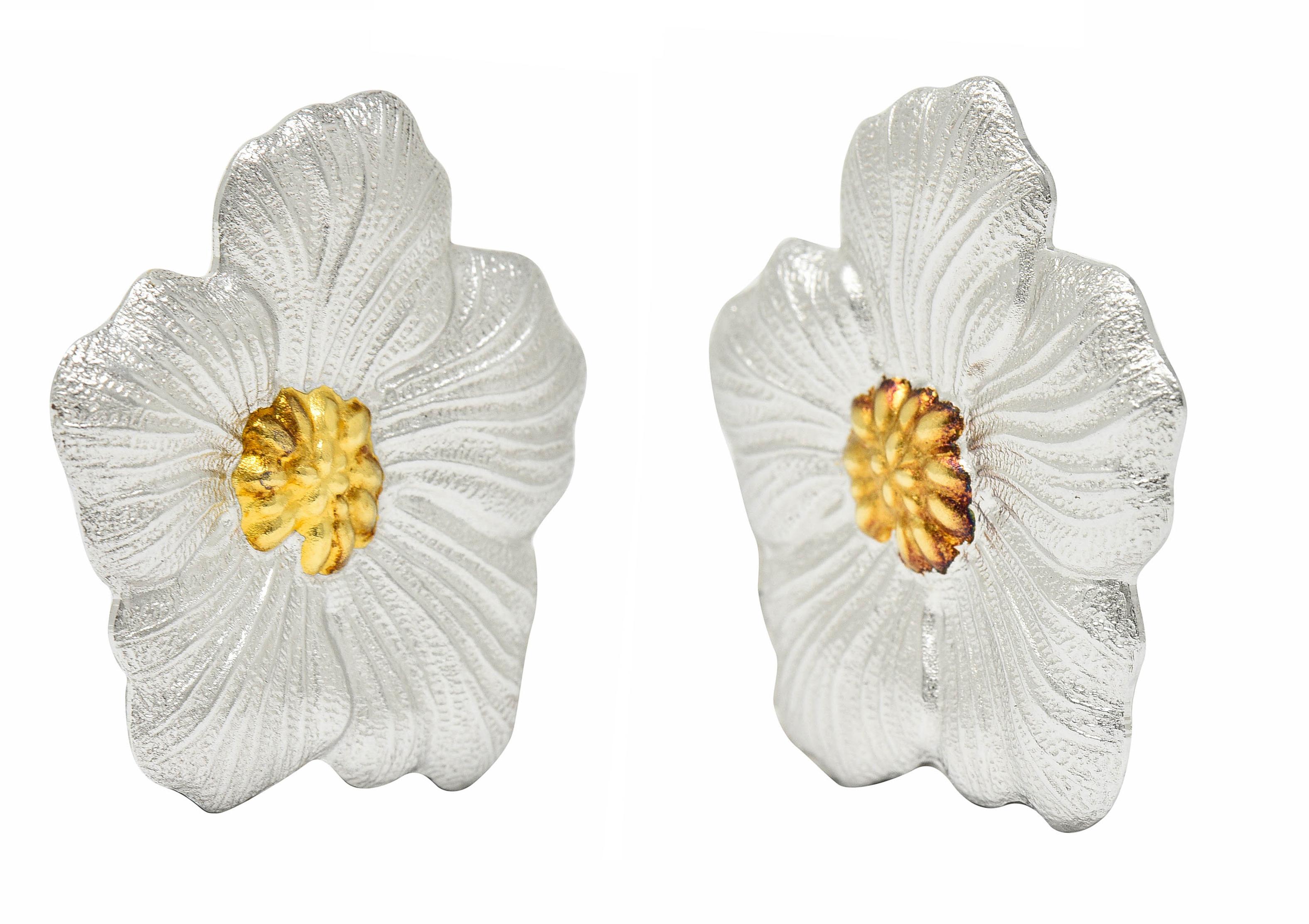 Women's or Men's Buccellati Sterling Silver Vermeil Gardenia Blossom Ear-Clip Earrings