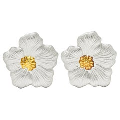 Buccellati Sterling Silver Vermeil Gardenia Blossom Ear-Clip Earrings