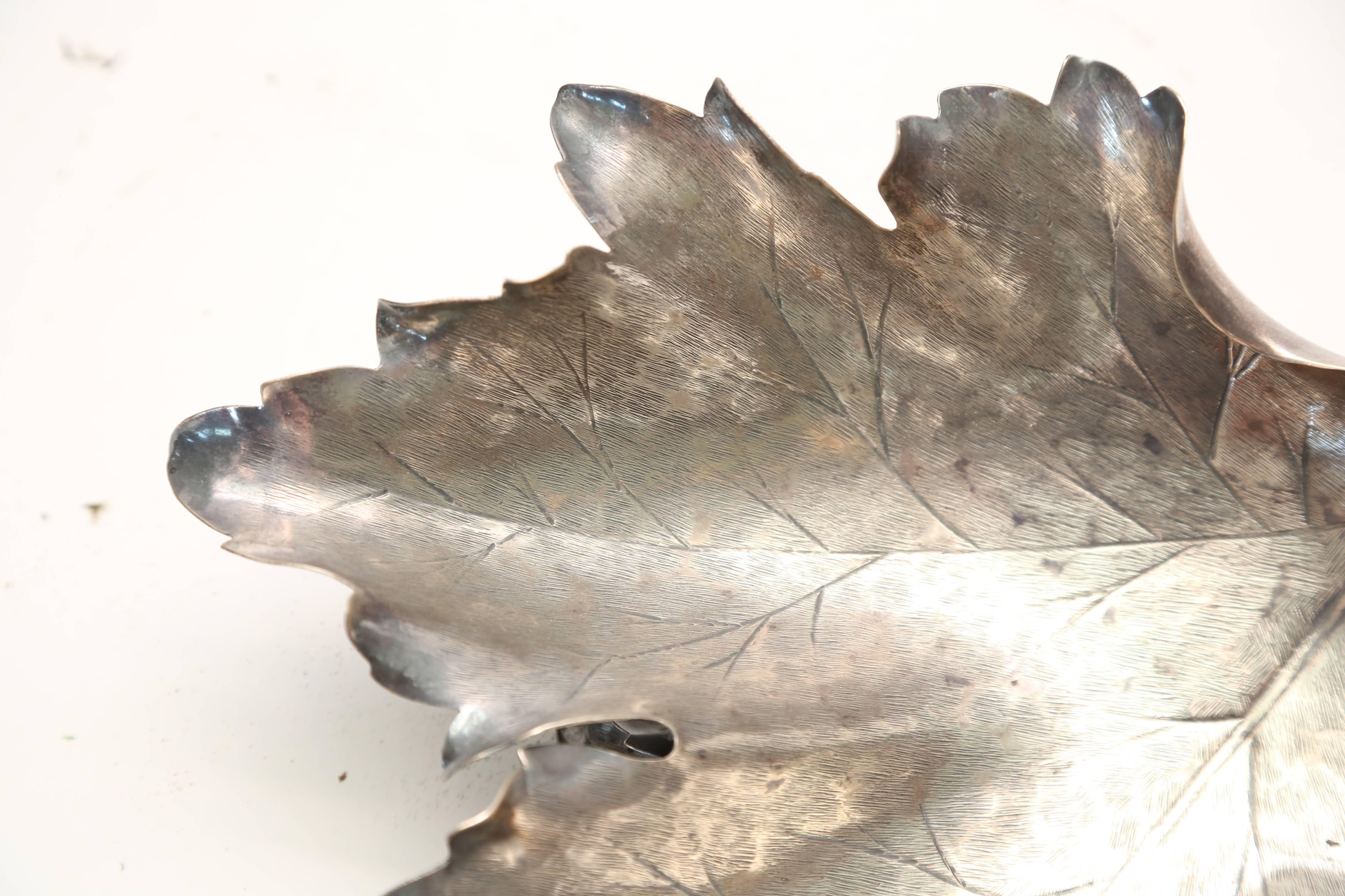 Late 20th Century Buccellati Sterling Silver Vine Leaf Bowl For Sale