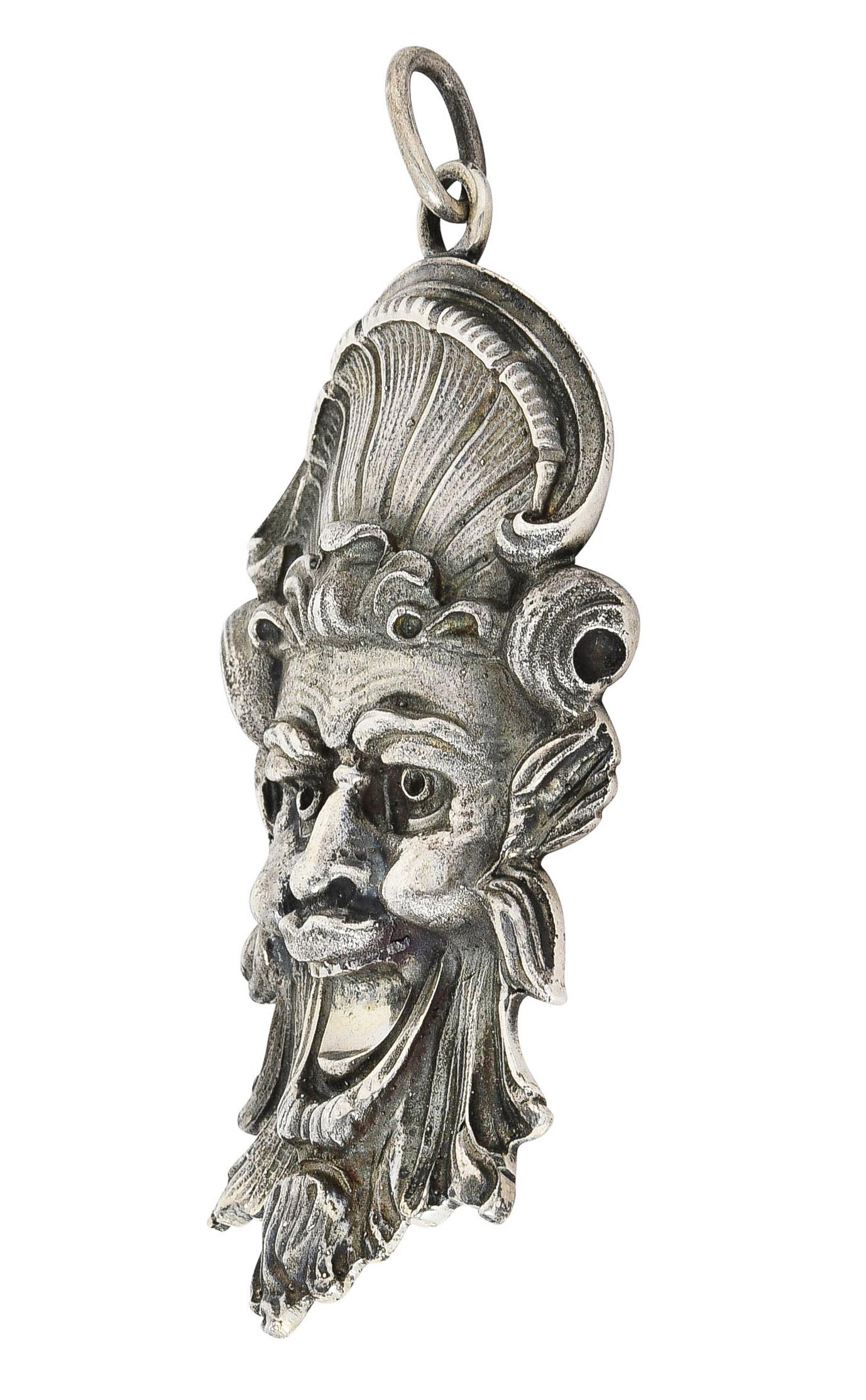Contemporary Buccellati Sterling Sterling Silver Maschera Ligorica Mask Vintage Pendant For Sale
