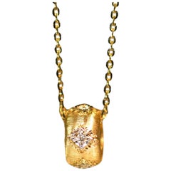 Buccellati Style 18 Karat Gold Diamond Pendant Necklace