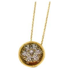Buccellati Style Diamond 18 Karat Gold Pendant Necklace