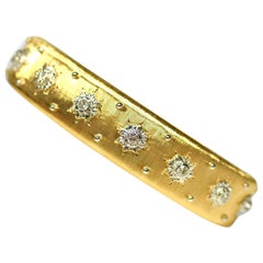 Buccellati Style Diamond and 18 Karat Gold Cuff Bracelet Bangle