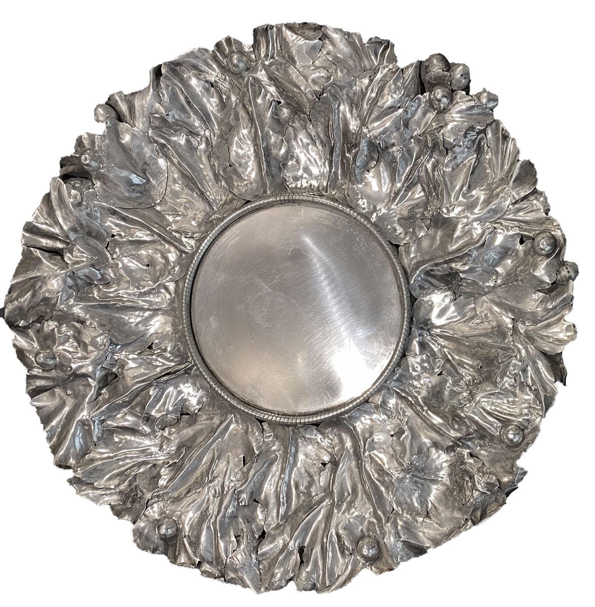 Italian Buccellati Fruits Wreath Centerpiece Solid Silver Produced Stamped by Lisi 1978 For Sale
