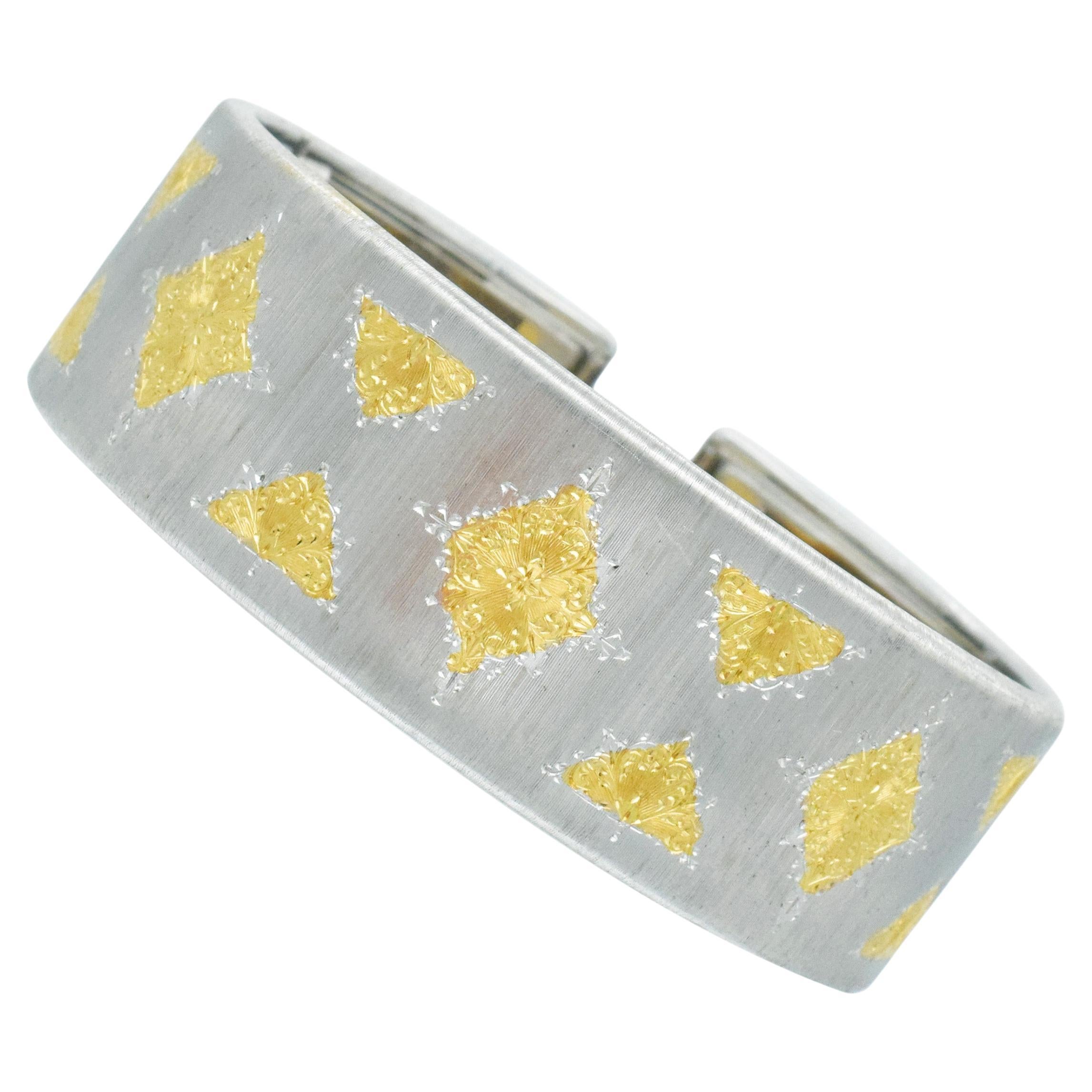 "Buccellati" Style Gold Cuff Bracelet.