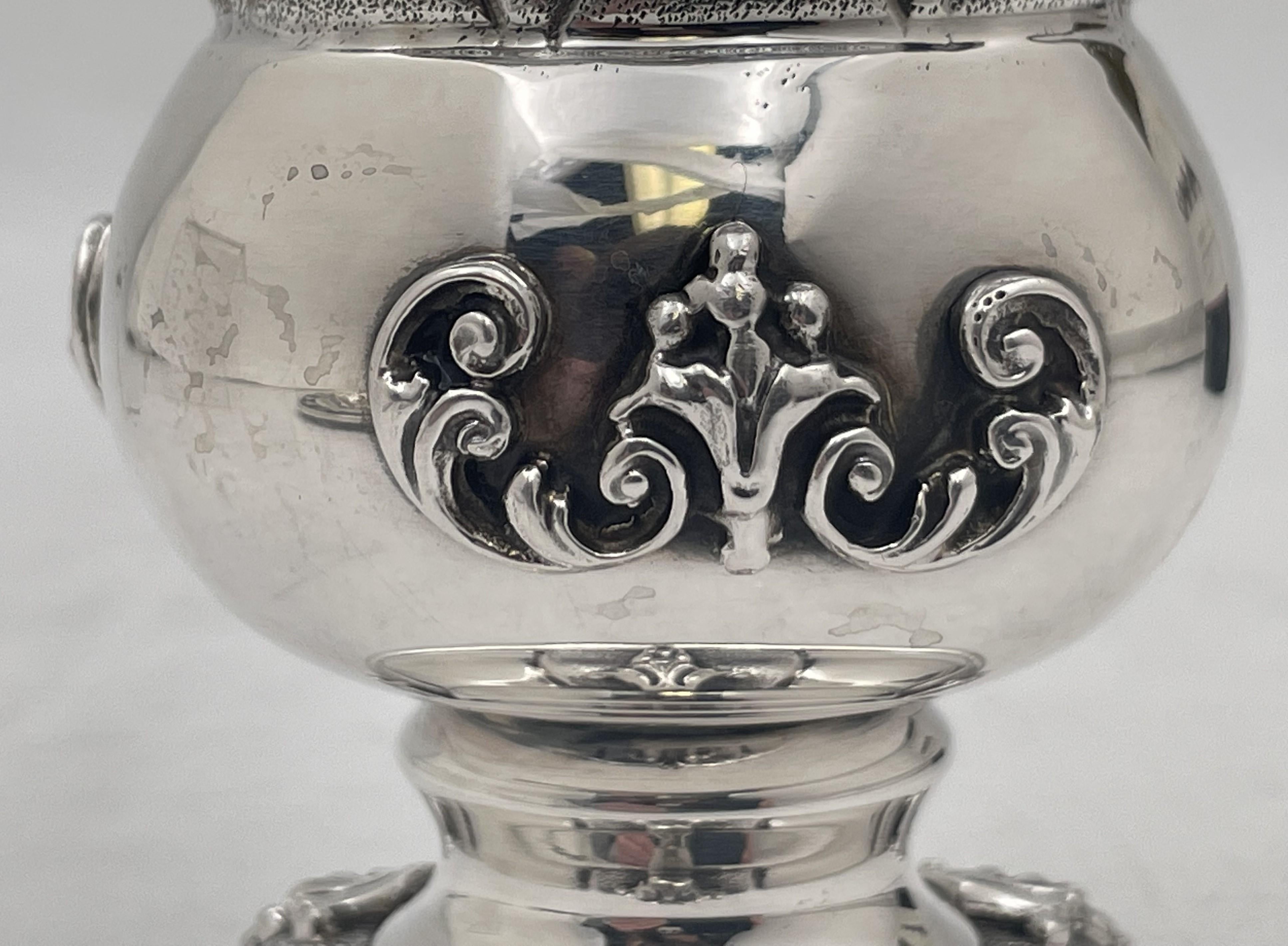 Tazza Kiddush e piattino in argento sterling italiano in stile Buccellati Shabbat / Pesach in vendita 4