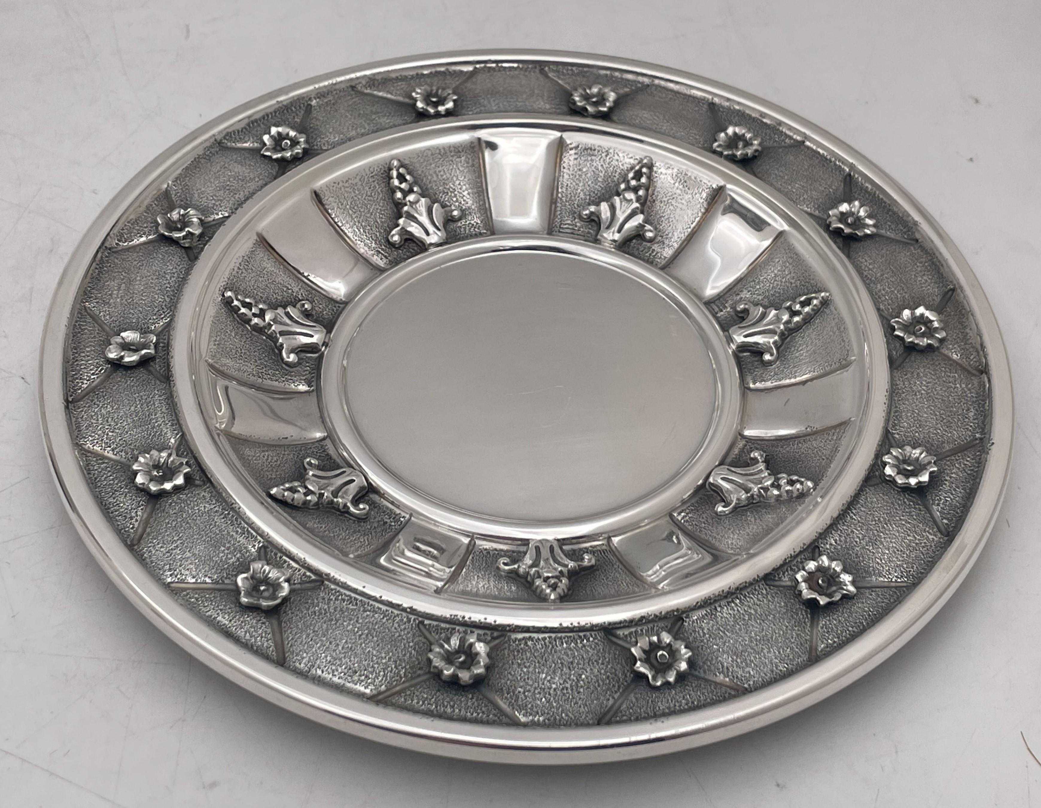 Buccellati Style Italian Sterling Silver Kiddush Cup & Saucer Shabbat / Pesach  In Good Condition In New York, NY