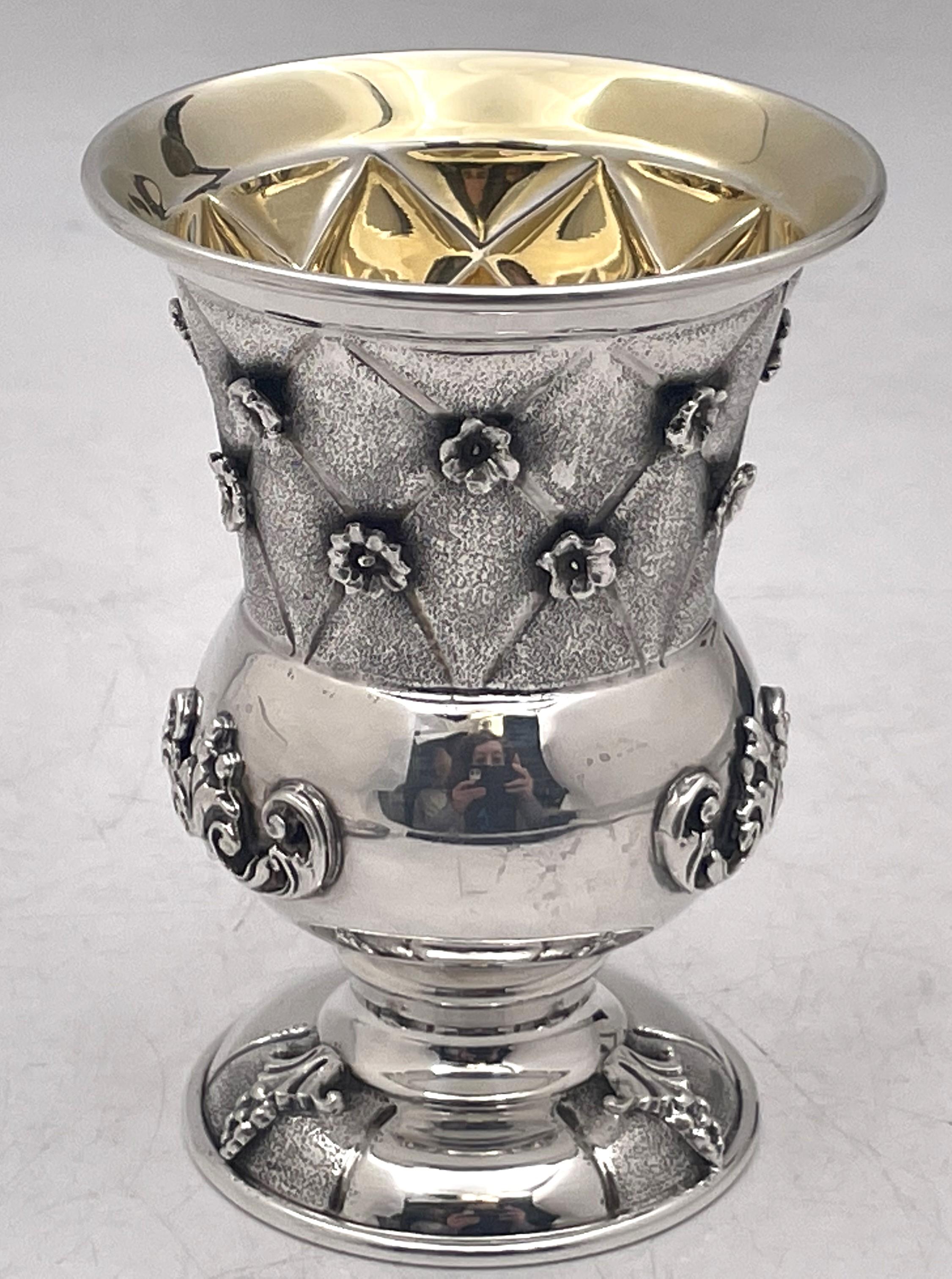 Buccellati Style Italian Sterling Silver Kiddush Cup & Saucer Shabbat / Pesach  3