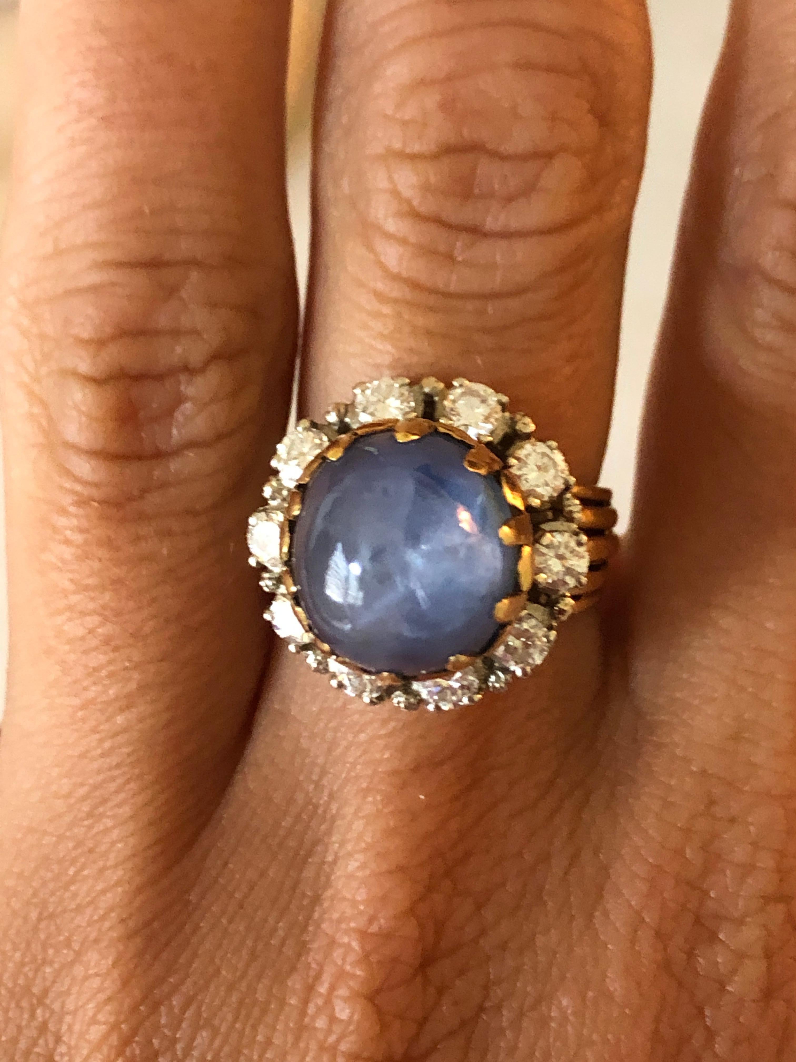 Buccellati-Style Star Sapphire & Diamond Ring, Made in Italy 3