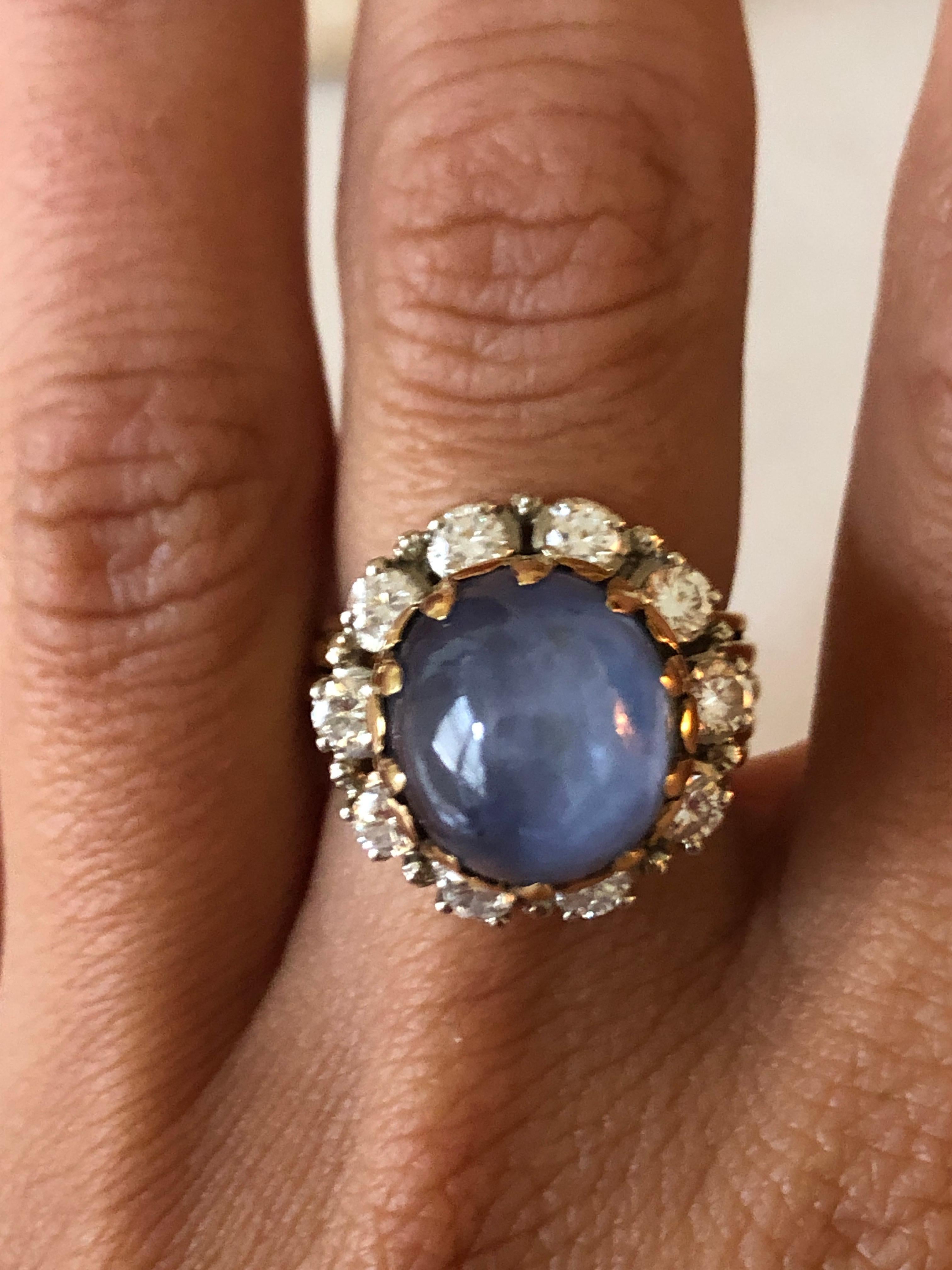 Buccellati-Style Star Sapphire & Diamond Ring, Made in Italy 6