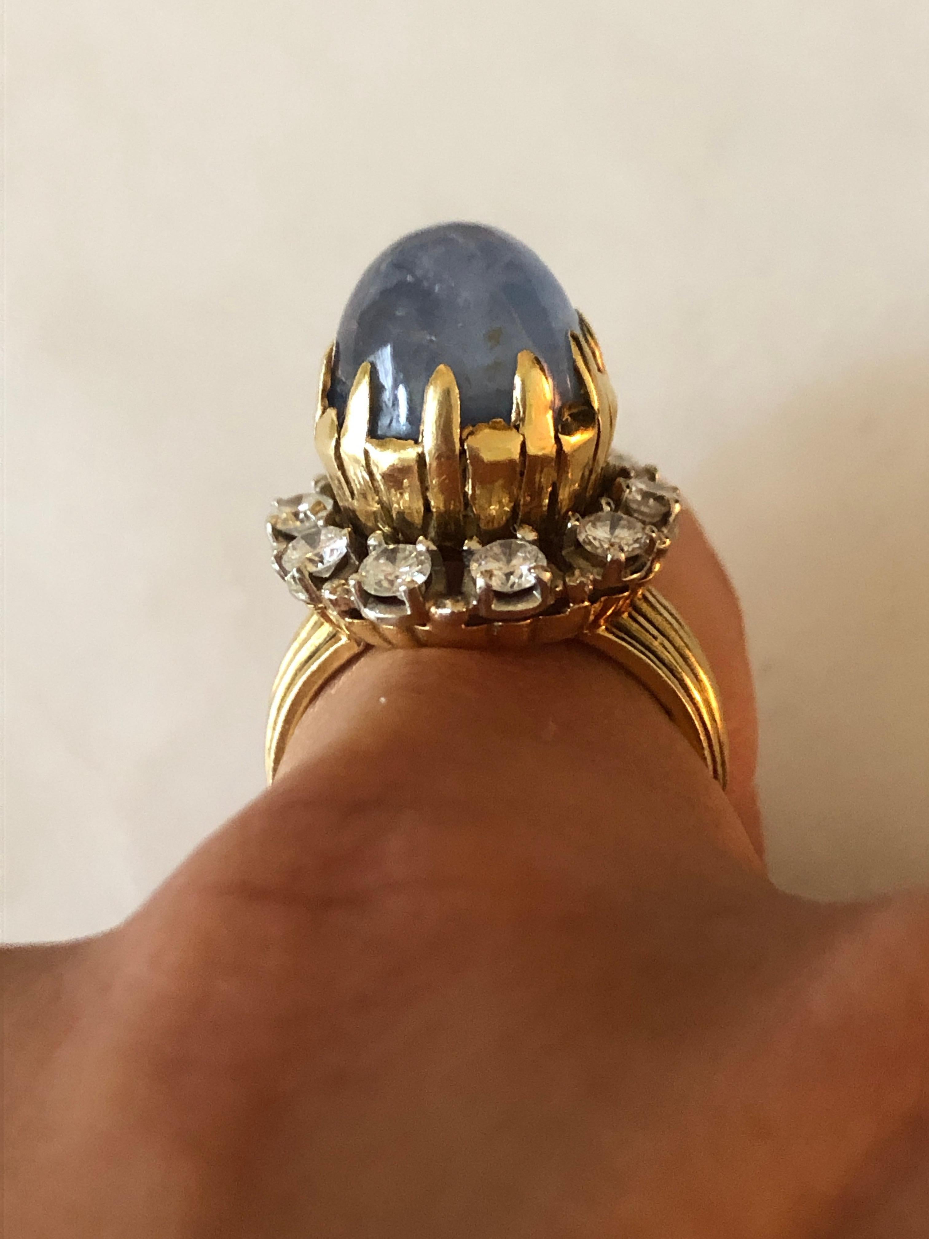 Buccellati-Style Star Sapphire & Diamond Ring, Made in Italy 7