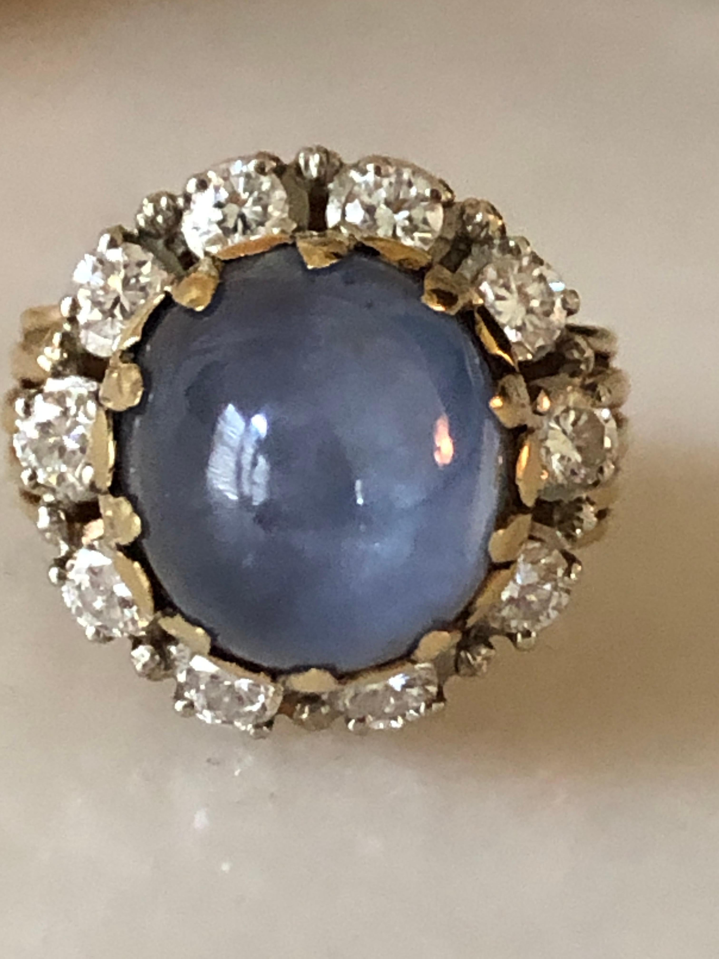 Buccellati-Style Star Sapphire & Diamond Ring, Made in Italy 2