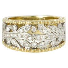 Buccellati Style Two-Color Diamonds 18k Gold Band Ring