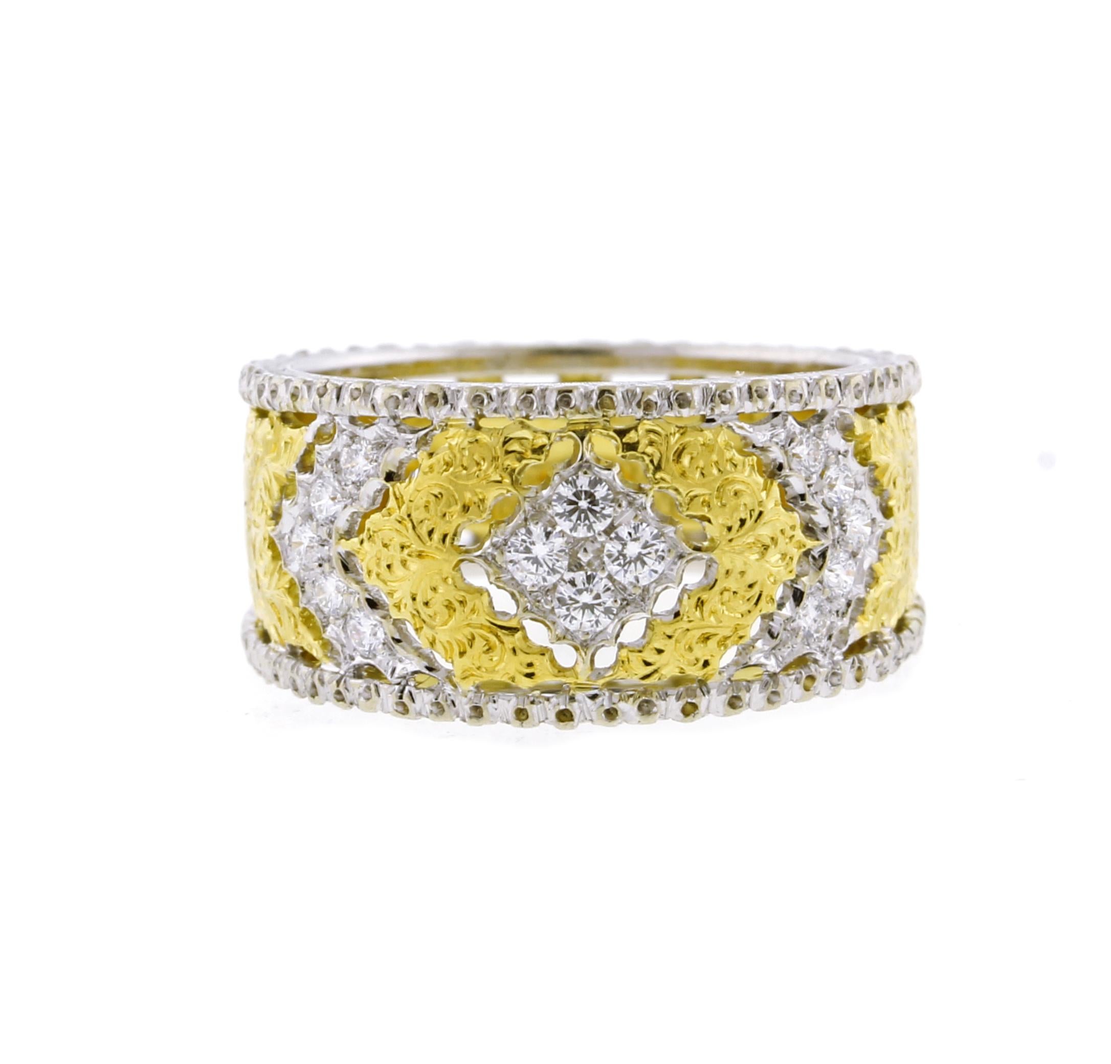Women's or Men's Buccellati Tapered Gold Diamond Band Ring For Sale