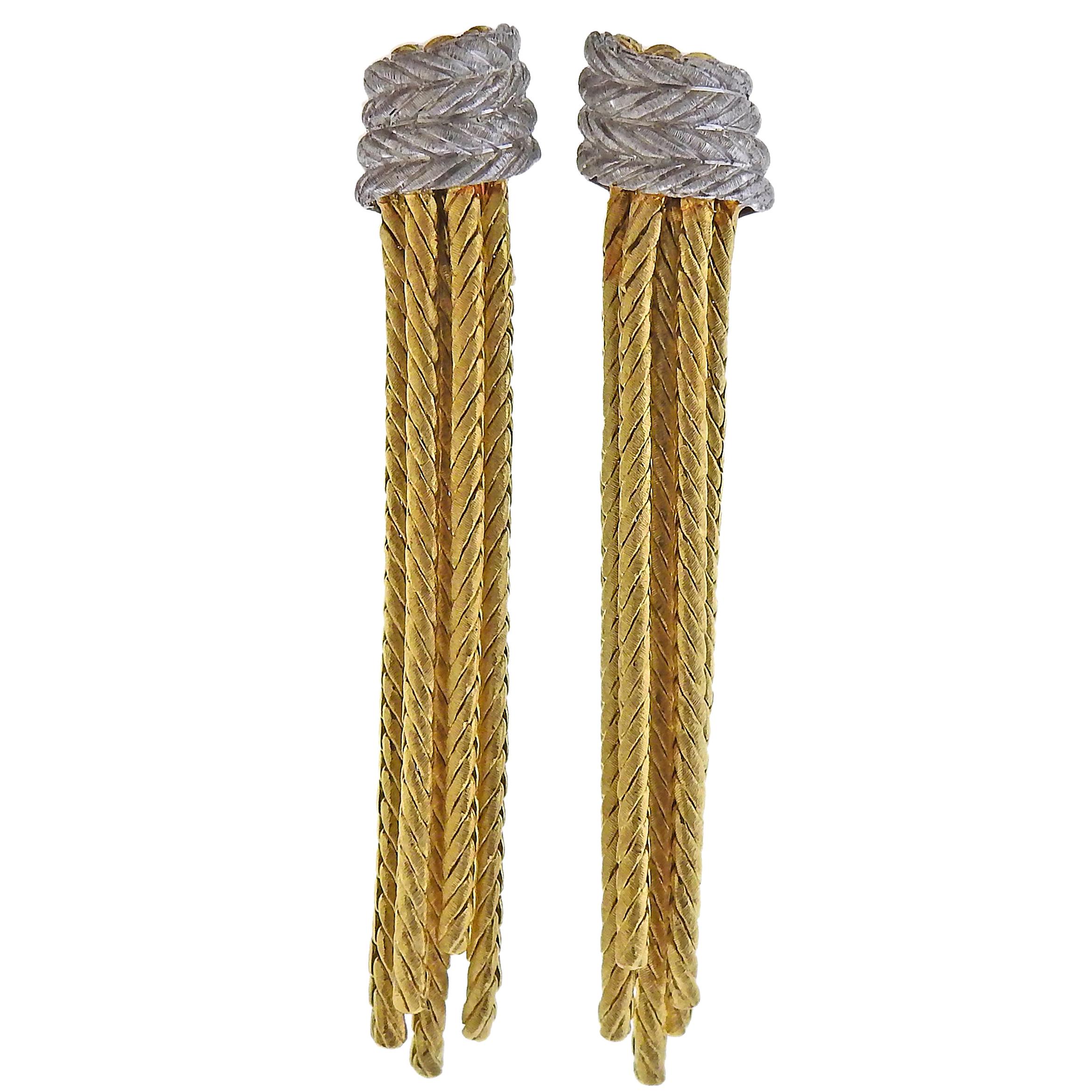 Buccellati Tassel Two-Tone Gold Earrings For Sale