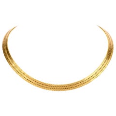Buccellati Textured Braided 18 Karat Yellow Gold Choker Necklace