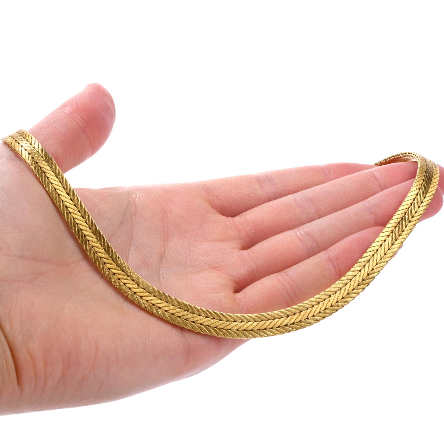Retro Buccellati Textured Braided 18 Karat Yellow Gold Choker Necklace