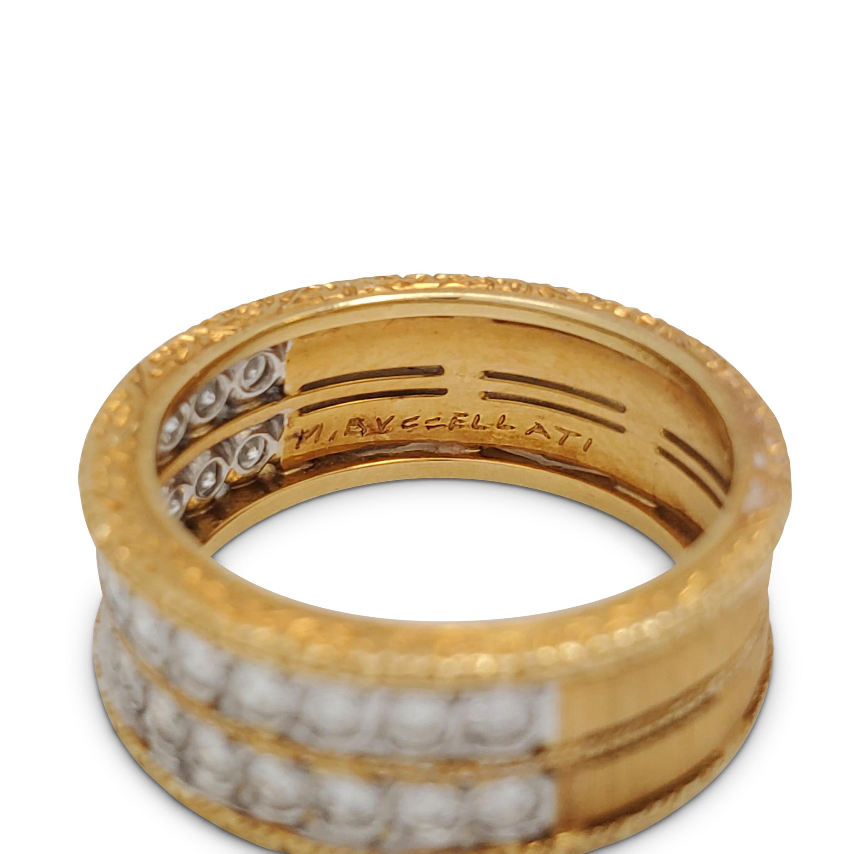 Buccellati Textured Gold and Diamond Band In Excellent Condition In New York, NY