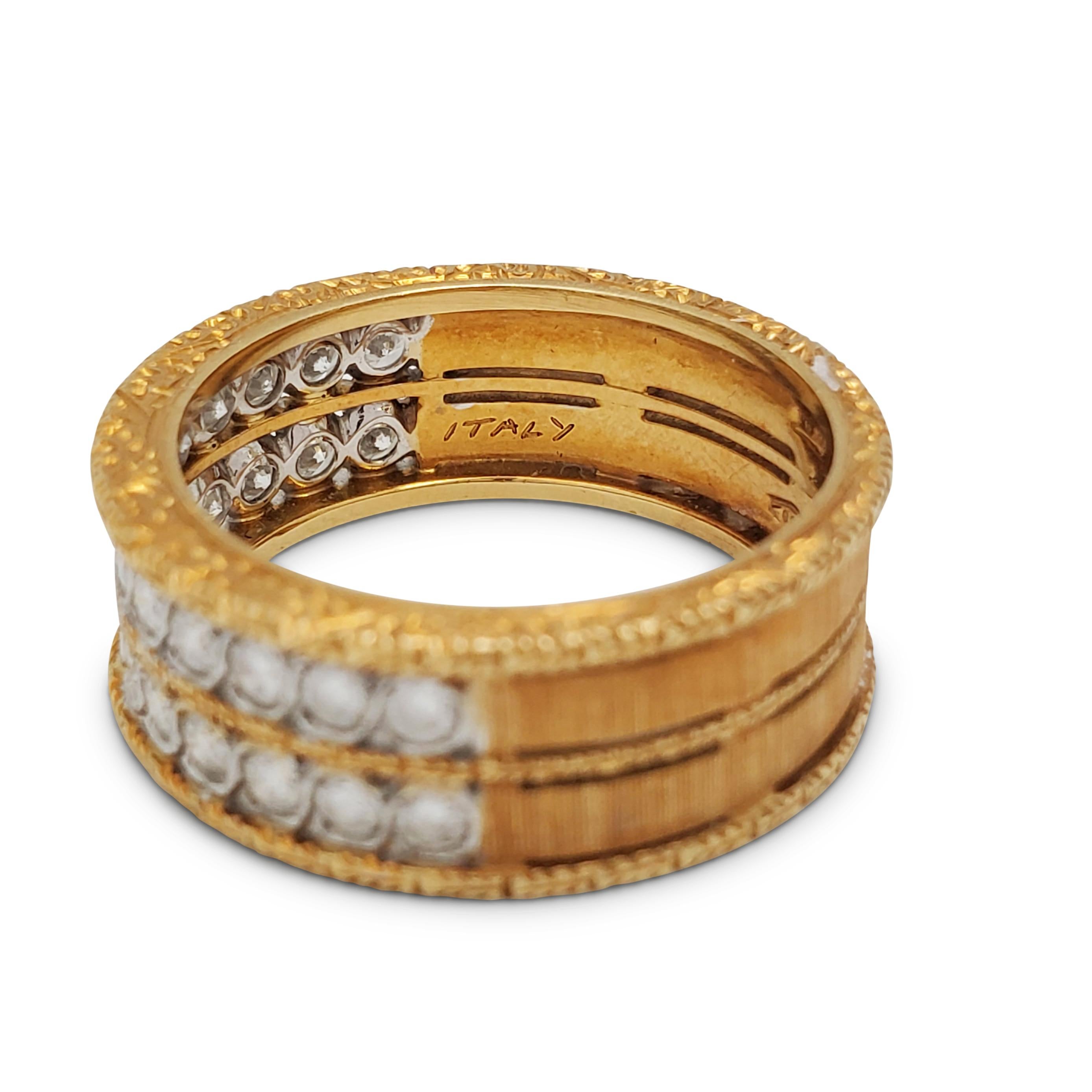 Women's or Men's Buccellati Textured Gold and Diamond Band