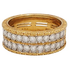 Buccellati Textured Gold and Diamond Band