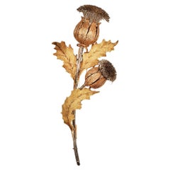 Buccellati Broche vintage fleur de chardon en or et argent 18 carats