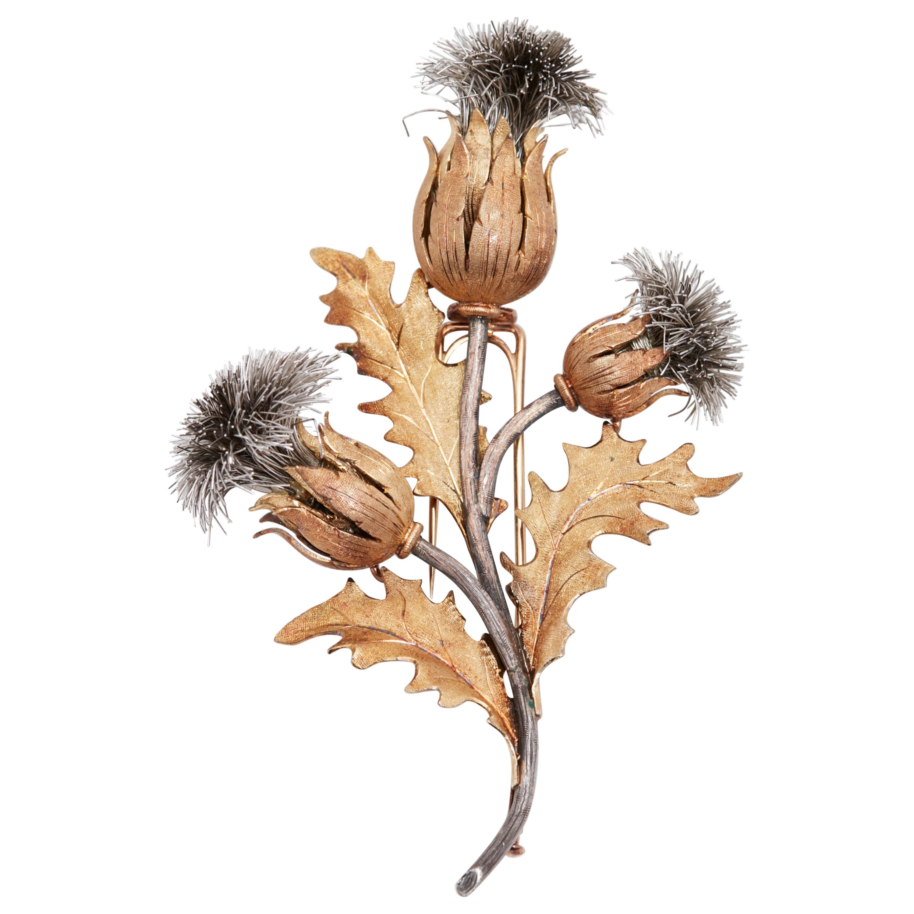 Buccellati Thistle Flower Brooch For Sale