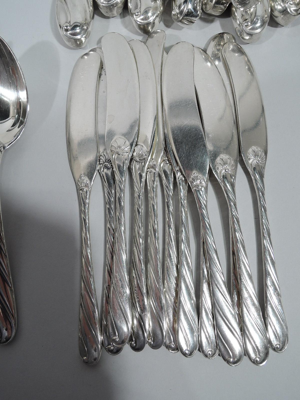 Buccellati Torchon Sterling Silver Dinner Set for 12 with 96 Pieces 4